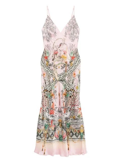 Camilla V-neck full-length bias slip dress