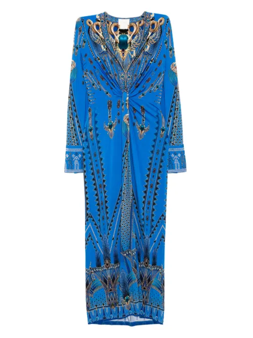 Camilla robe longue à col v - Bleu - Camilla - Modalova