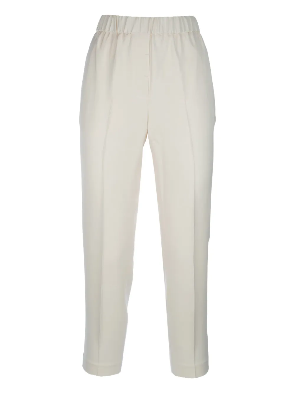 elastic-waist straight trousers