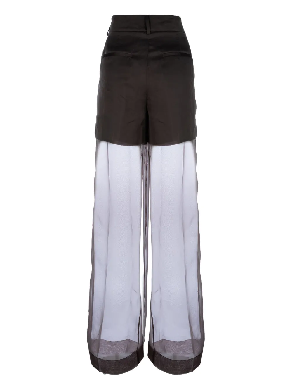 Peserico High Waist Wide Leg Trousers With Sheer Overlay In Multi