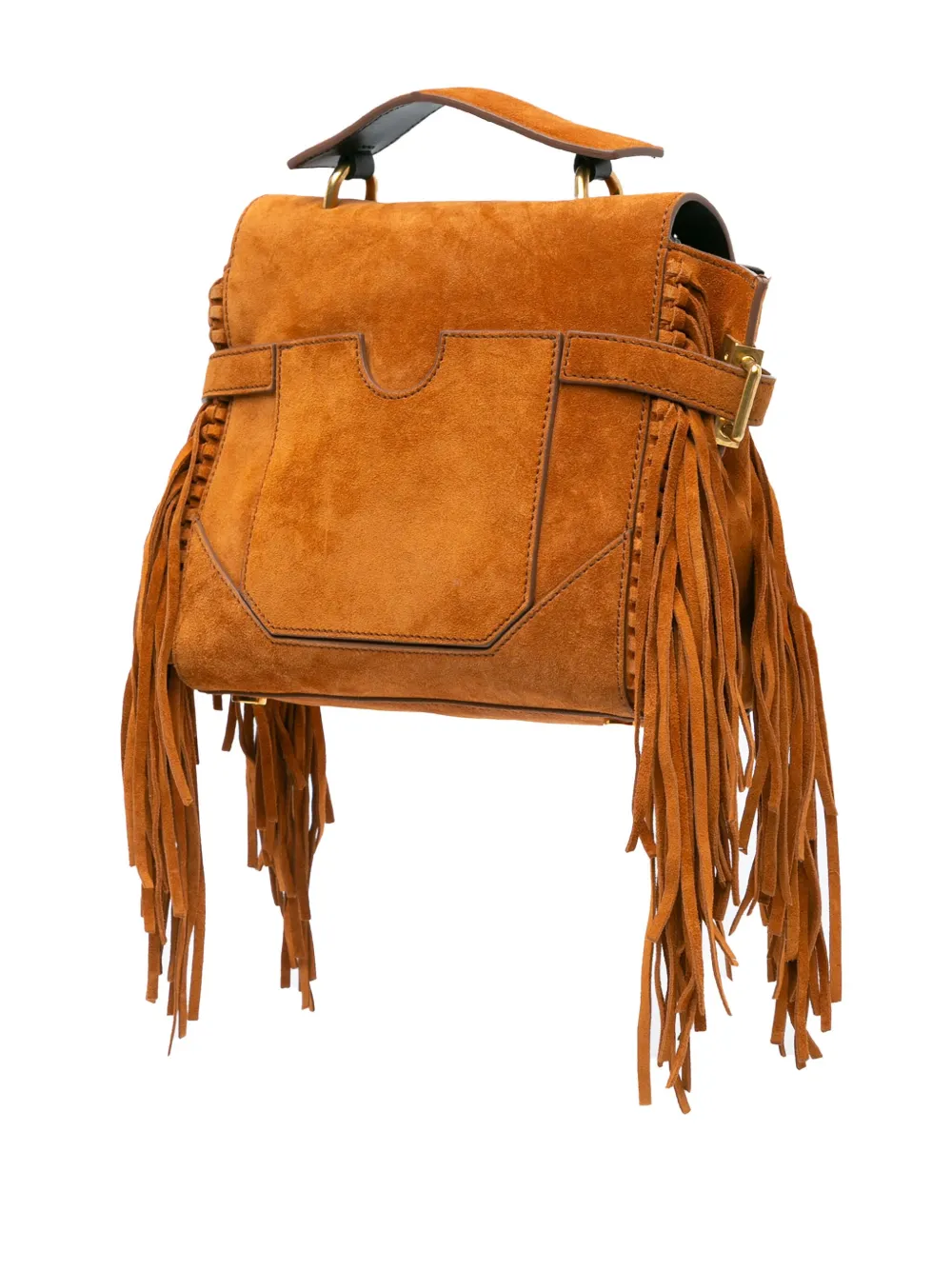 Balmain Pre-Owned 2000-2024 Suede Fringed B-Buzz 23 satchel - Bruin