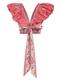 Camilla frill-detail wrap top - Red