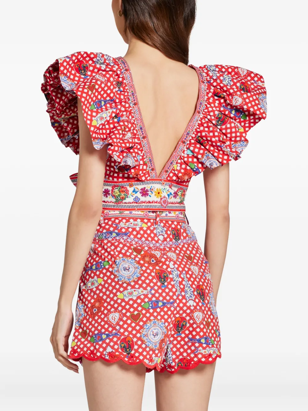 Camilla Wikkeltop met franje detail Rood