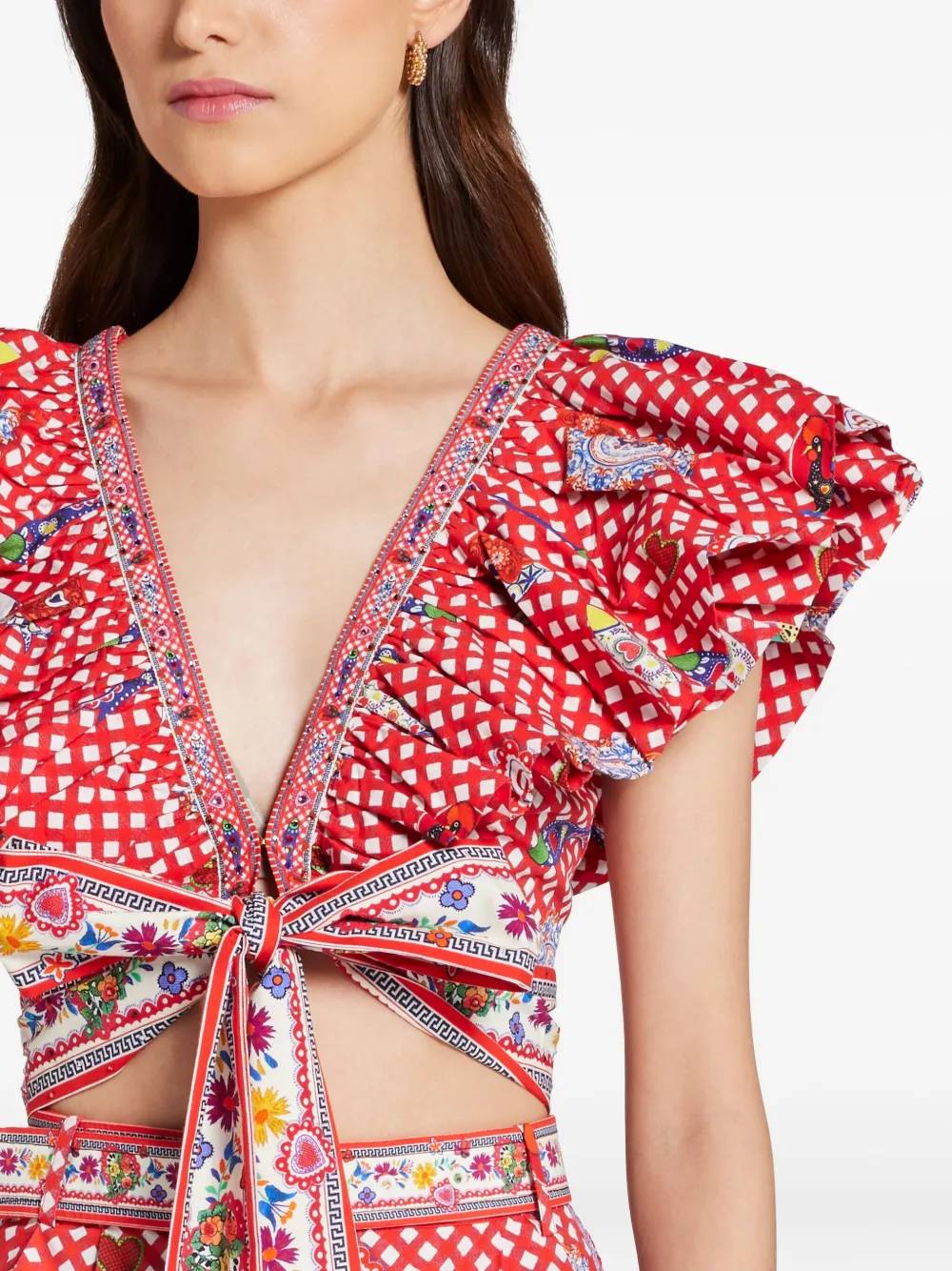 Camilla Wikkeltop met franje detail Rood