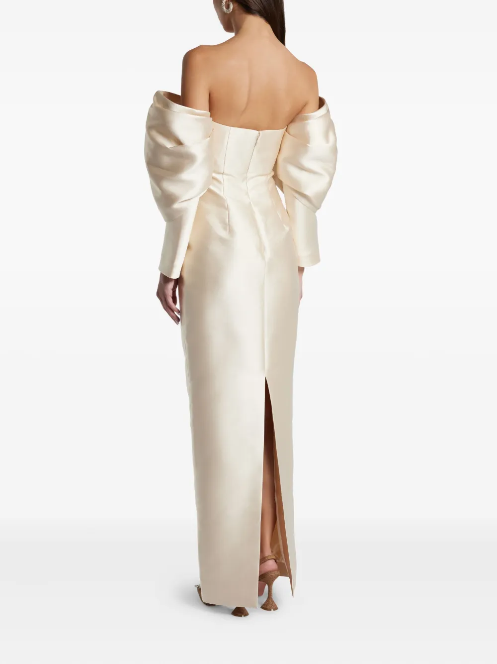 Solace London Off-shoulder jurk Beige