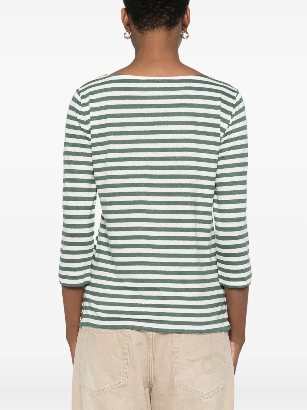 Majestic Filatures Gestreept T-shirt Groen