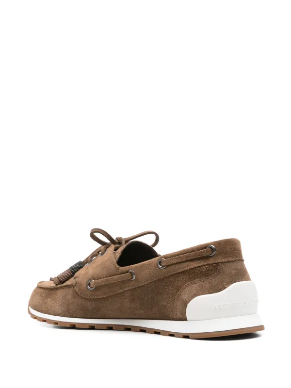 究極贅沢【Brunero Cucinelli】ダークブラウンスエードランナー Brunello Cucinelli スエード デッキシューズ | ブラウン
