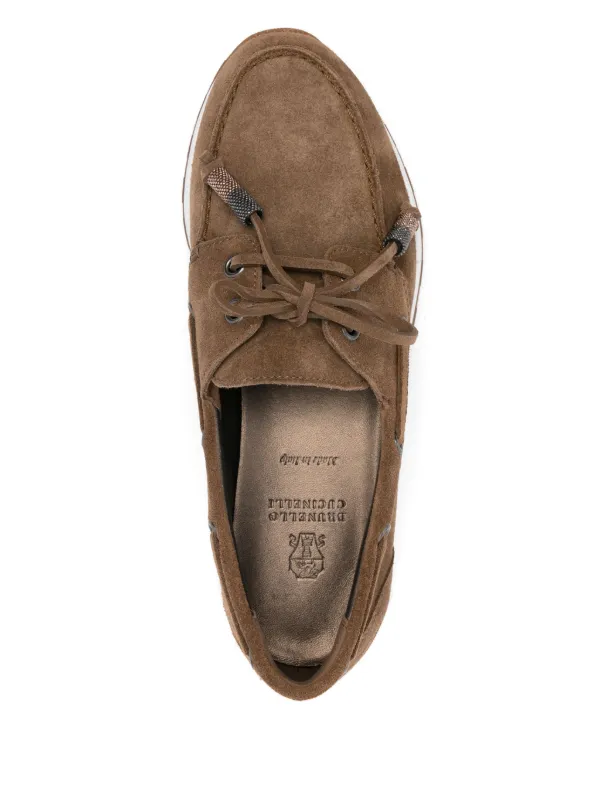 究極贅沢【Brunero Cucinelli】ダークブラウンスエードランナー Brunello Cucinelli スエード デッキシューズ | ブラウン