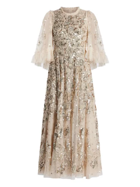 Needle & Thread vestido midi bordado con lentejuelas