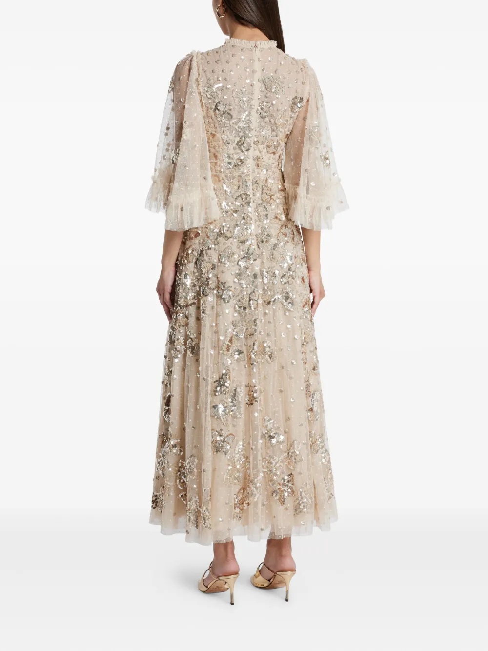 Needle & Thread Midi-jurk verfraaid met pailletten Beige