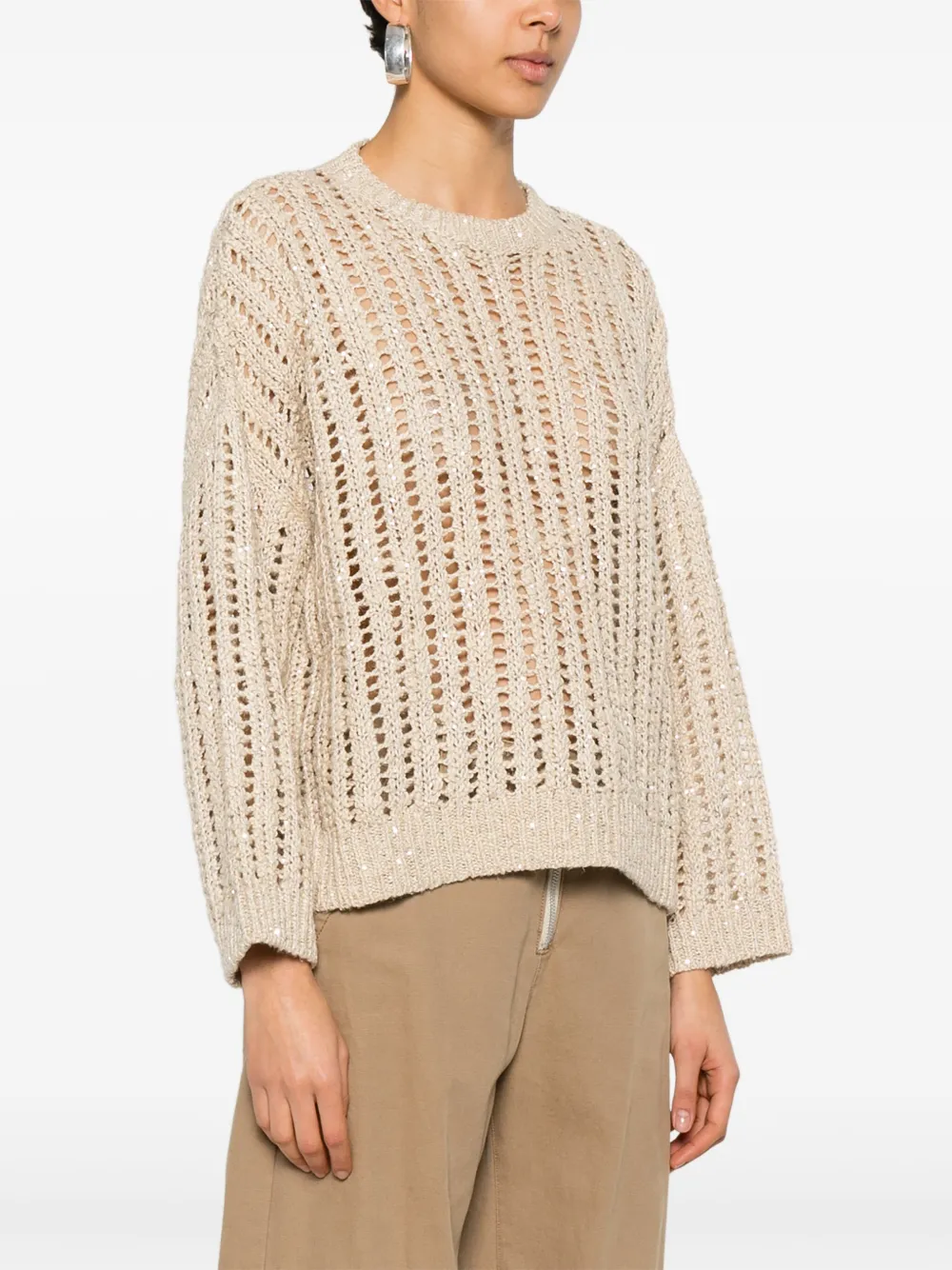 Brunello Cucinelli Opengebreide trui Beige