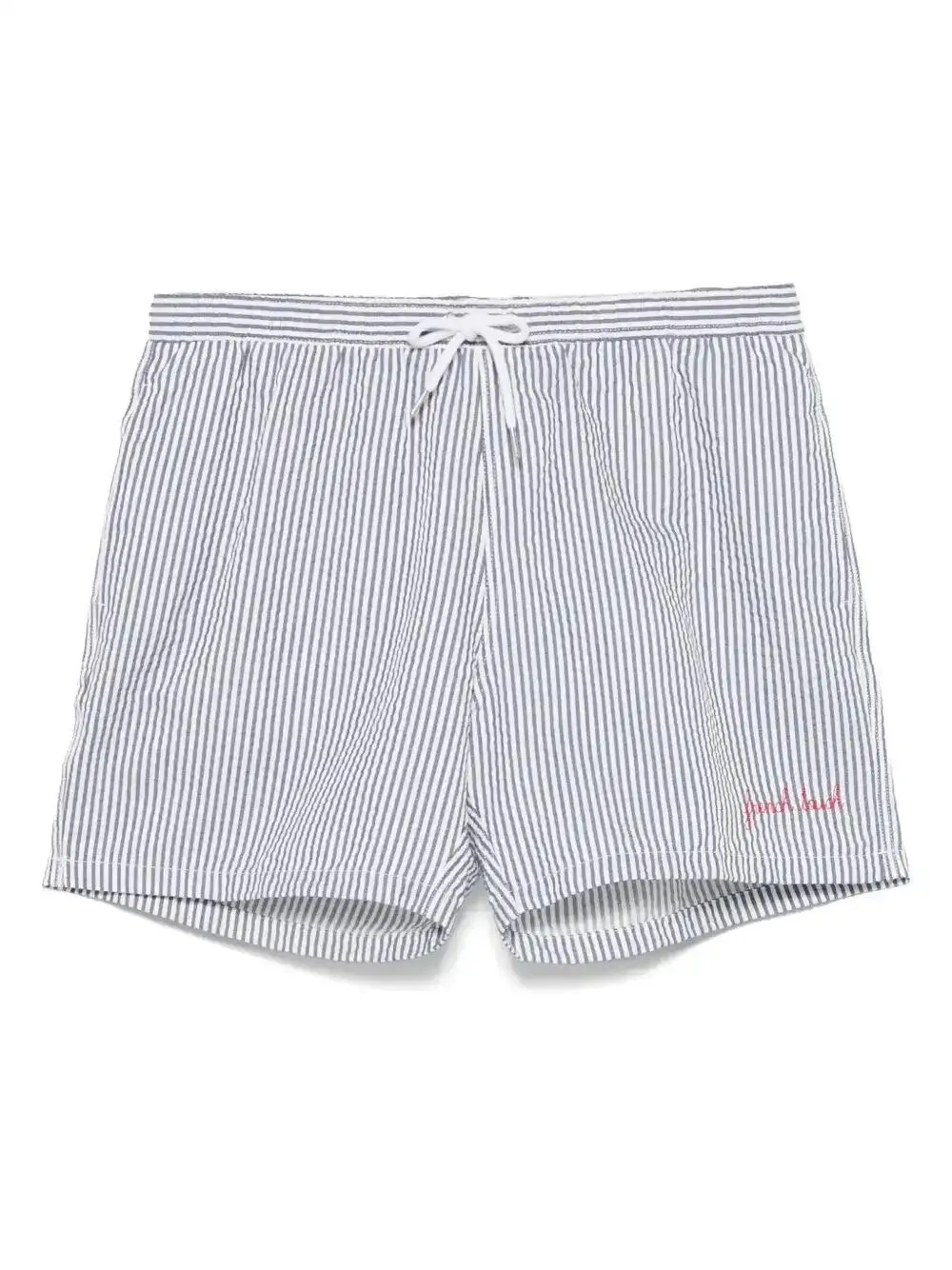 slogan-embroidered swim shorts