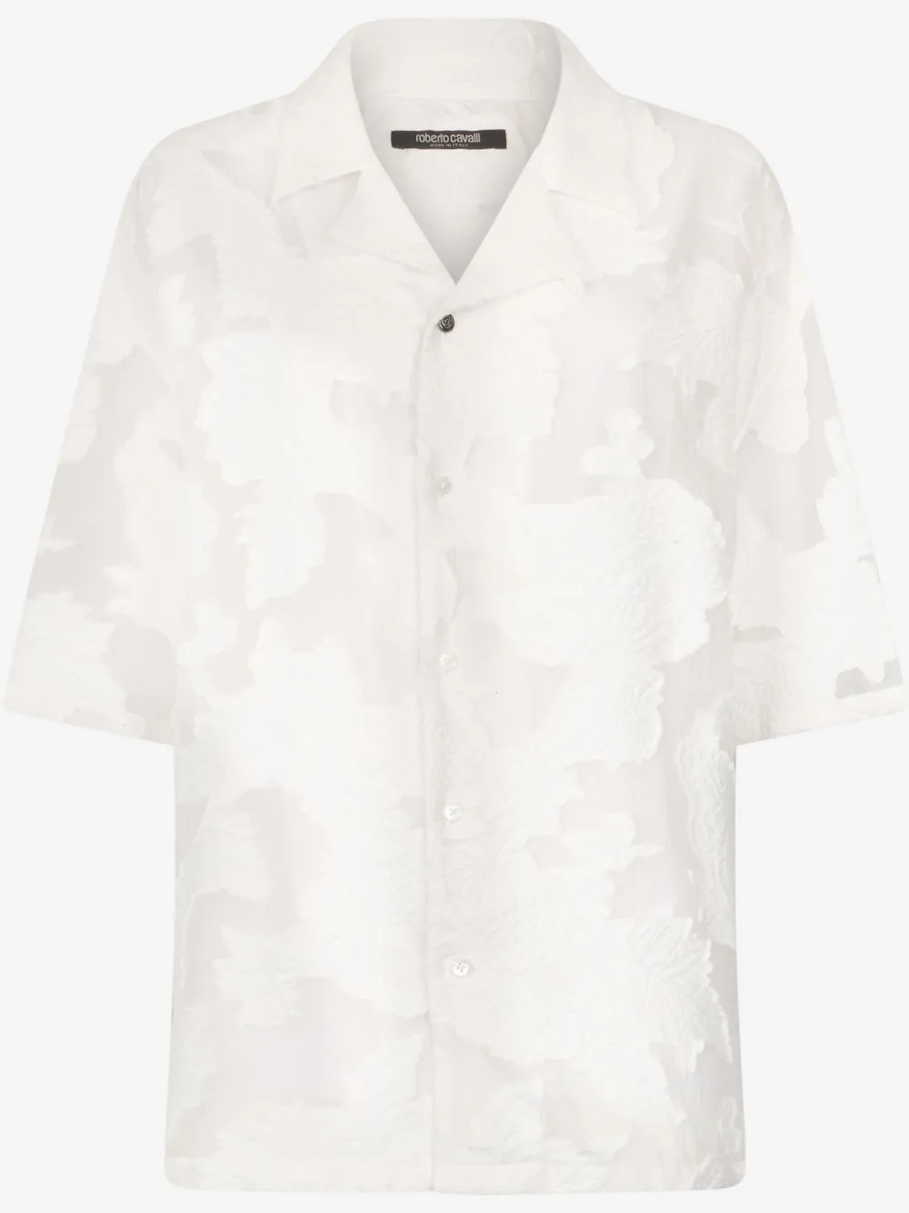 Roberto Cavalli Bowling Shirt With Floral Pattern In White