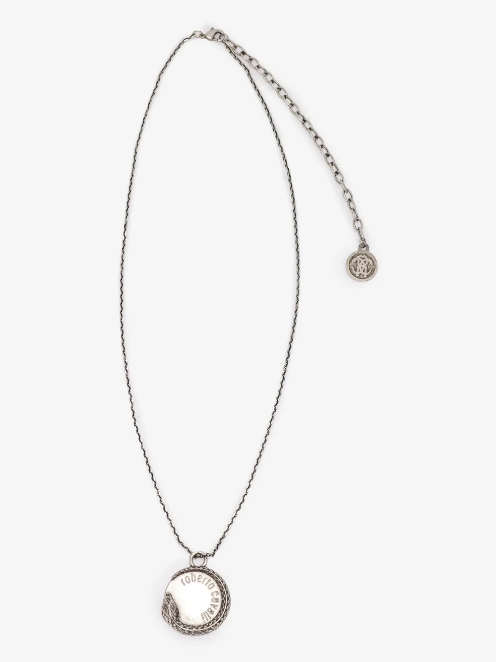 Roberto Cavalli Logo-charm Necklace In Silver