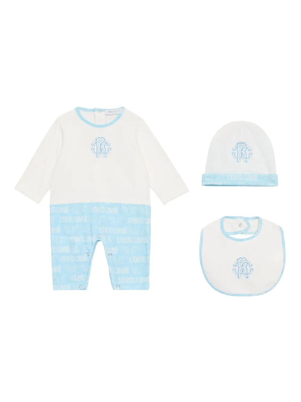 Roberto Cavalli Junior Babypakje met logoprint Blauw