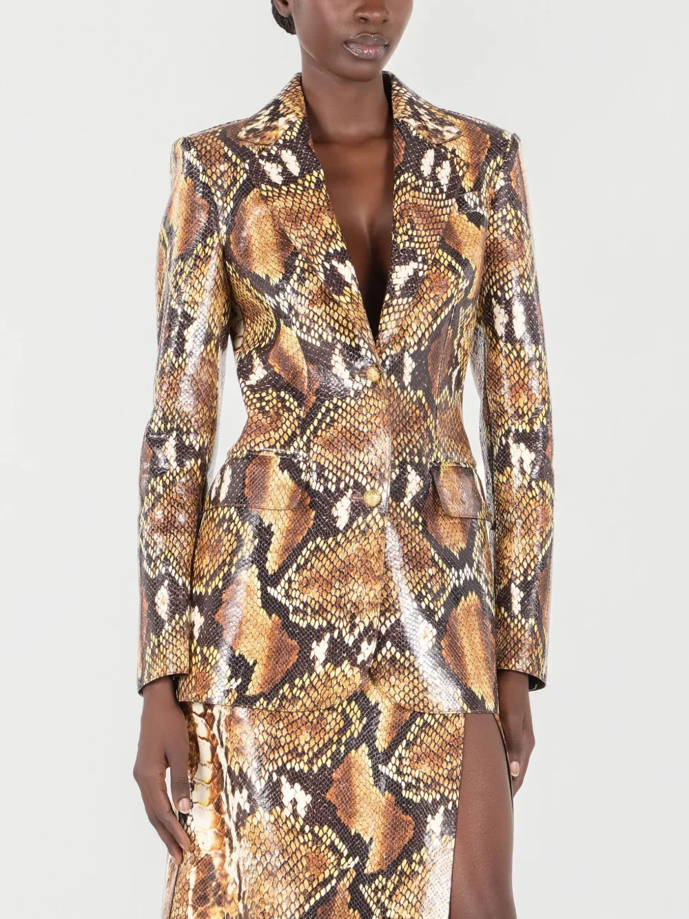 Roberto Cavalli Leren jack Bruin