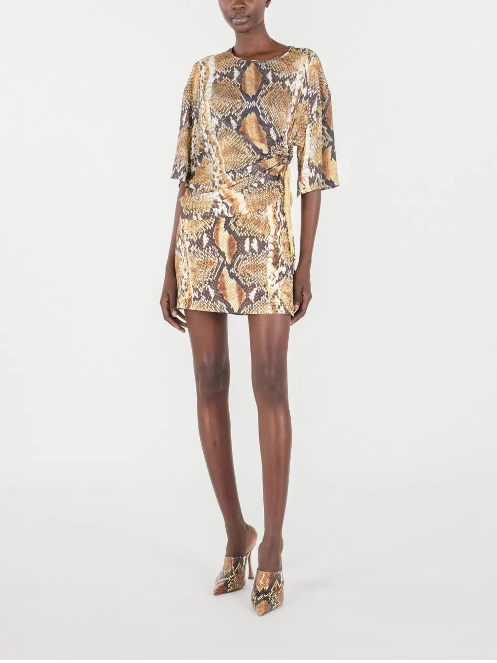 Roberto Cavalli T-shirt met slangenprint Bruin
