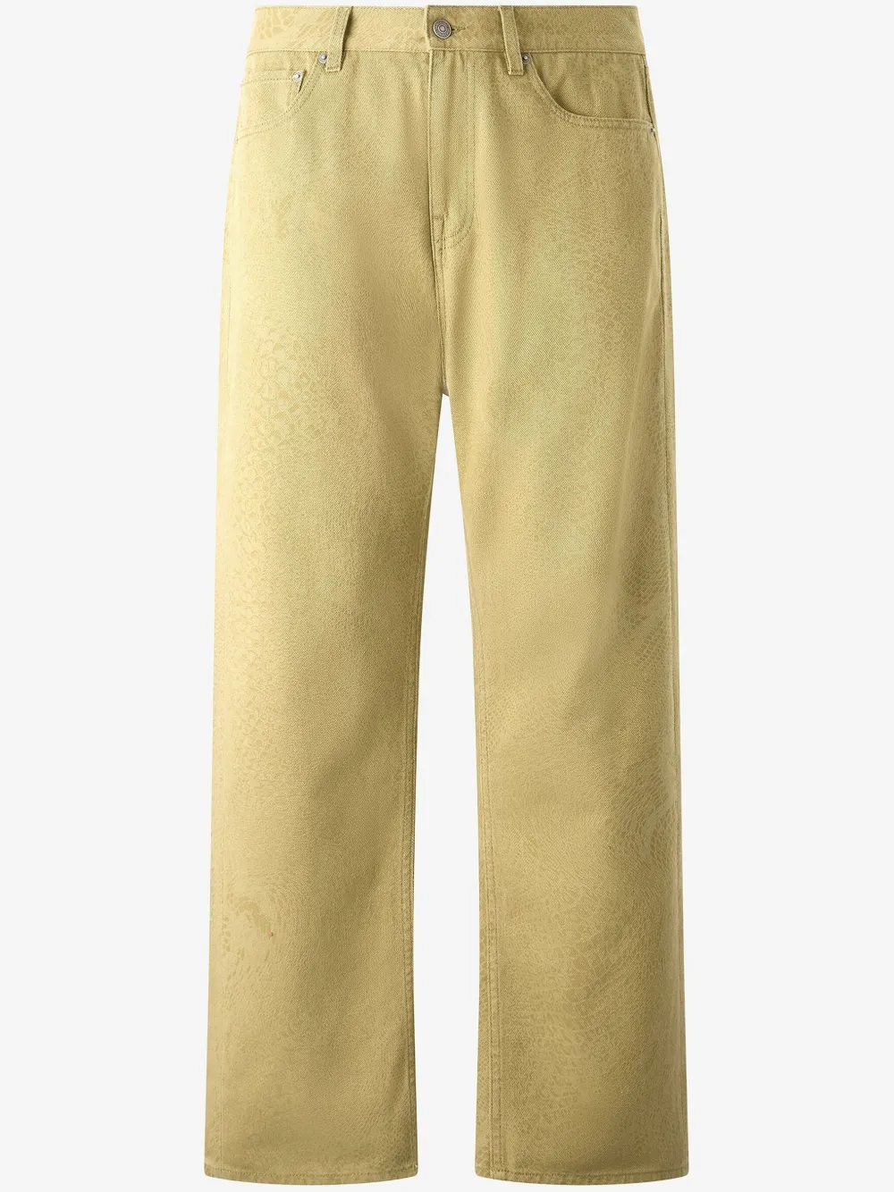 Roberto Cavalli Python-print Five-pocket Pants In Neutrals