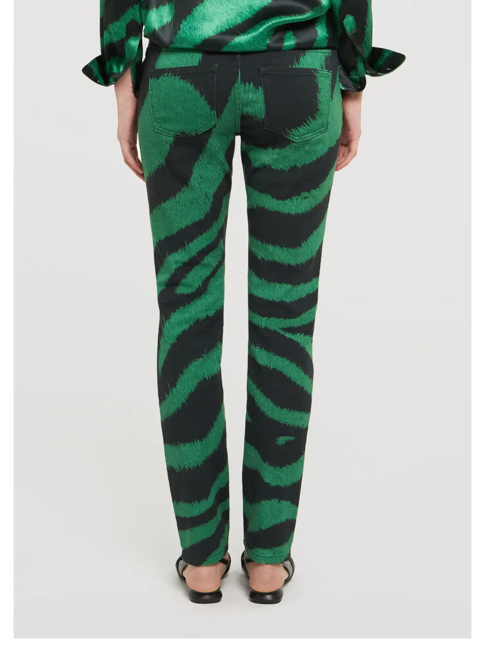 Roberto Cavalli Jeans met zebraprint Groen
