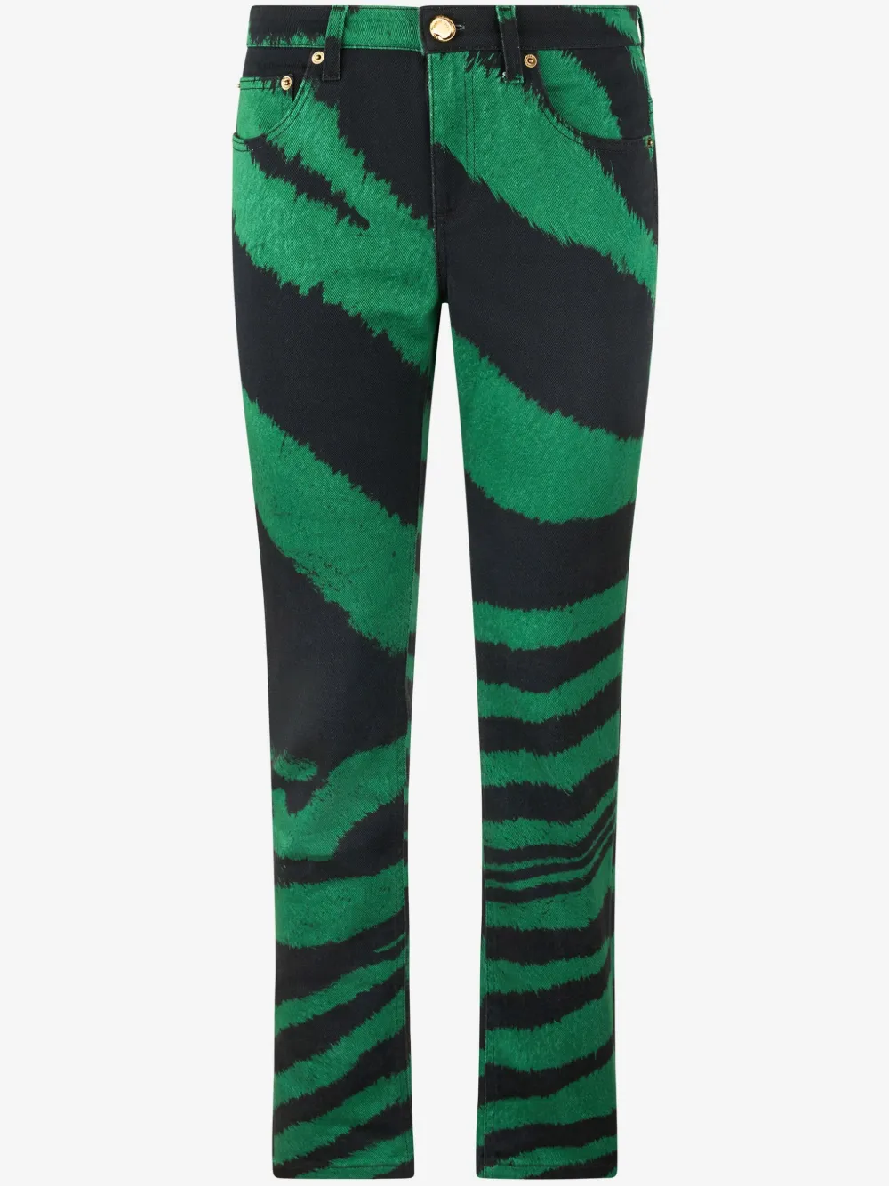 Roberto Cavalli Zebra-print Jeans In Green