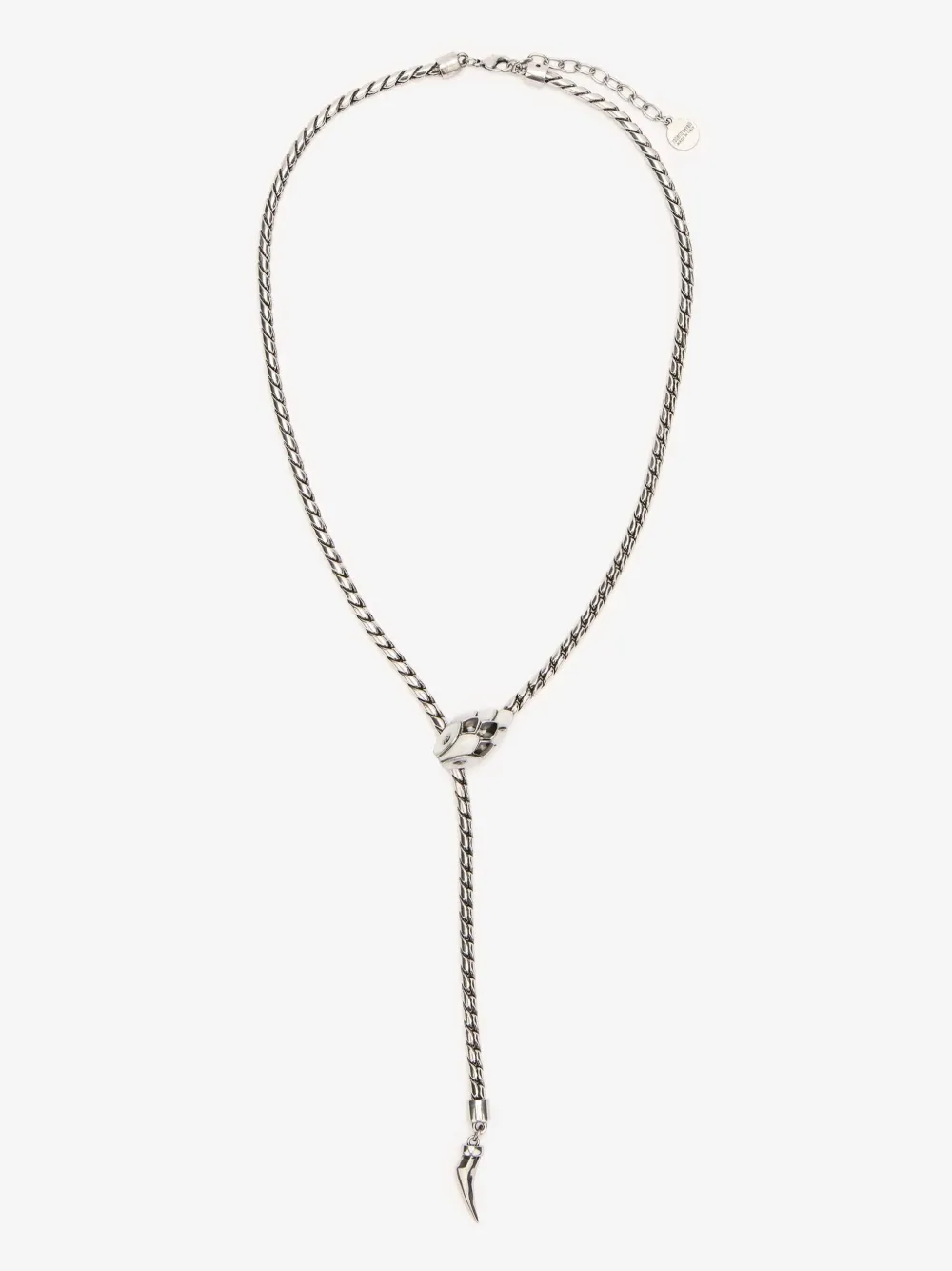Roberto Cavalli Snake And Fang Necklace In Silver