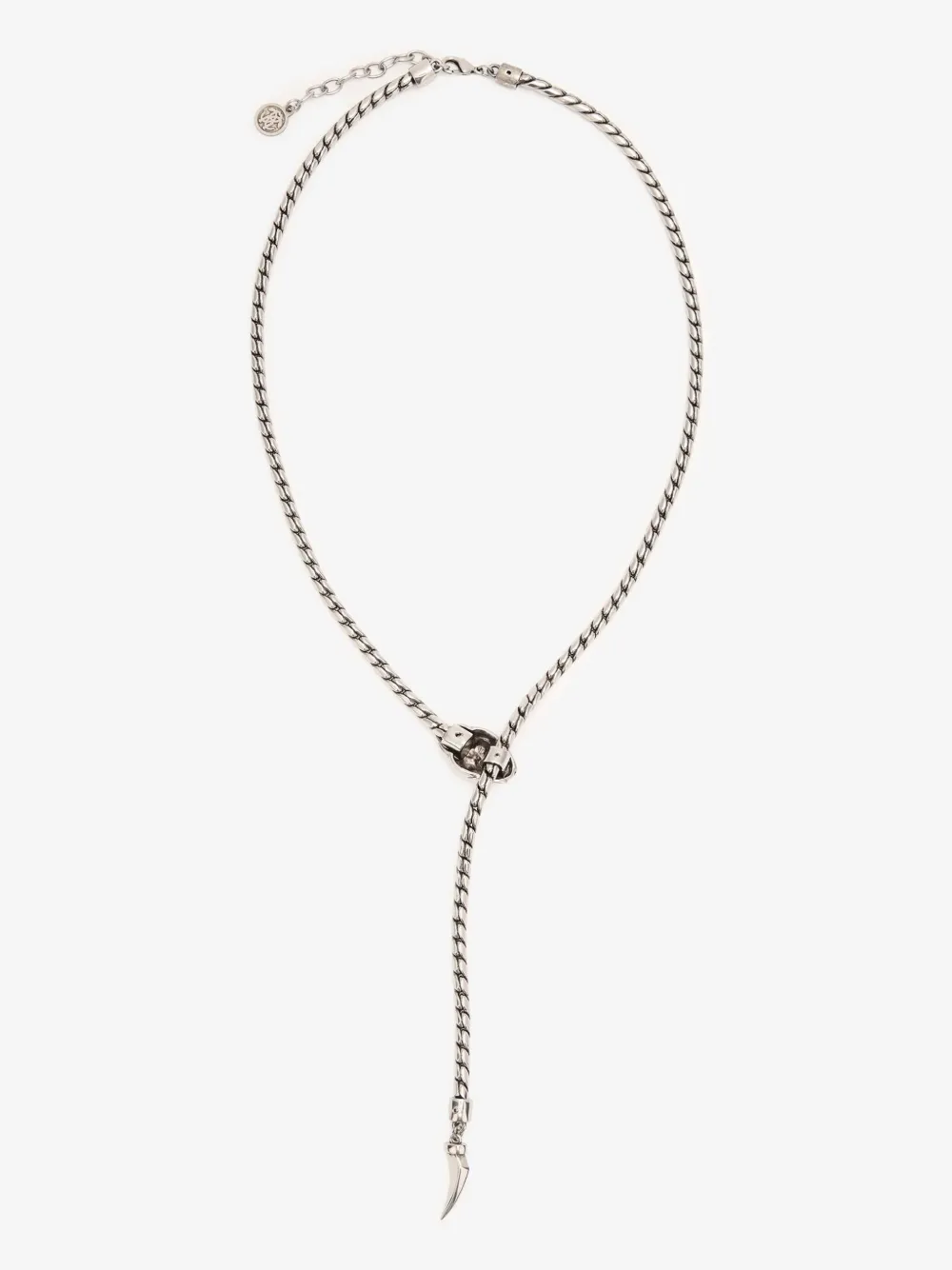 Roberto Cavalli Snake And Fang Necklace In Silver