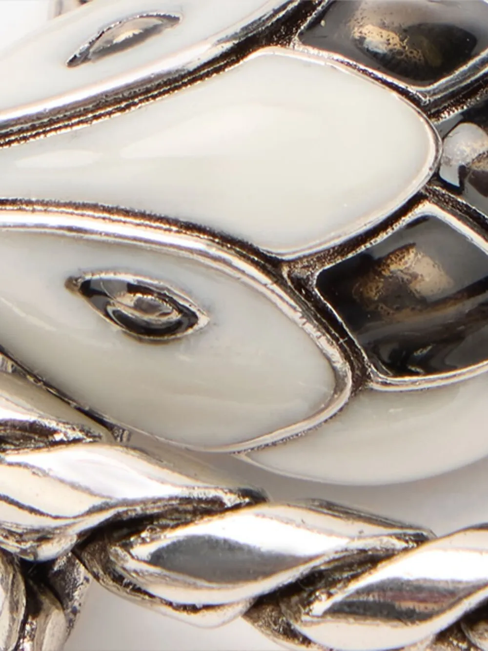 Roberto Cavalli Snake And Fang Necklace In Silver