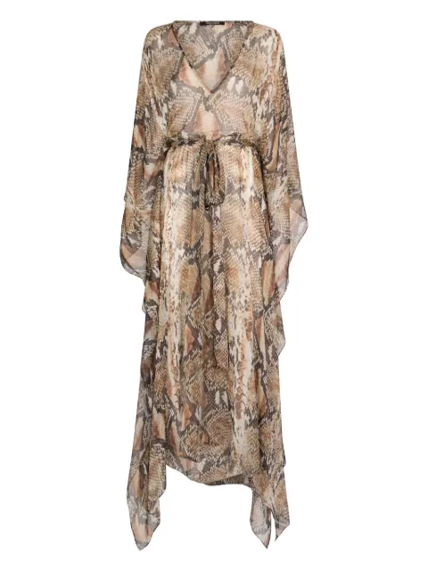 Roberto Cavalli vestido camisero con estampado de piel de serpiente