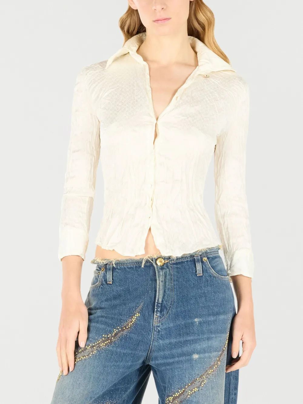 Roberto Cavalli Zijden blouse Beige