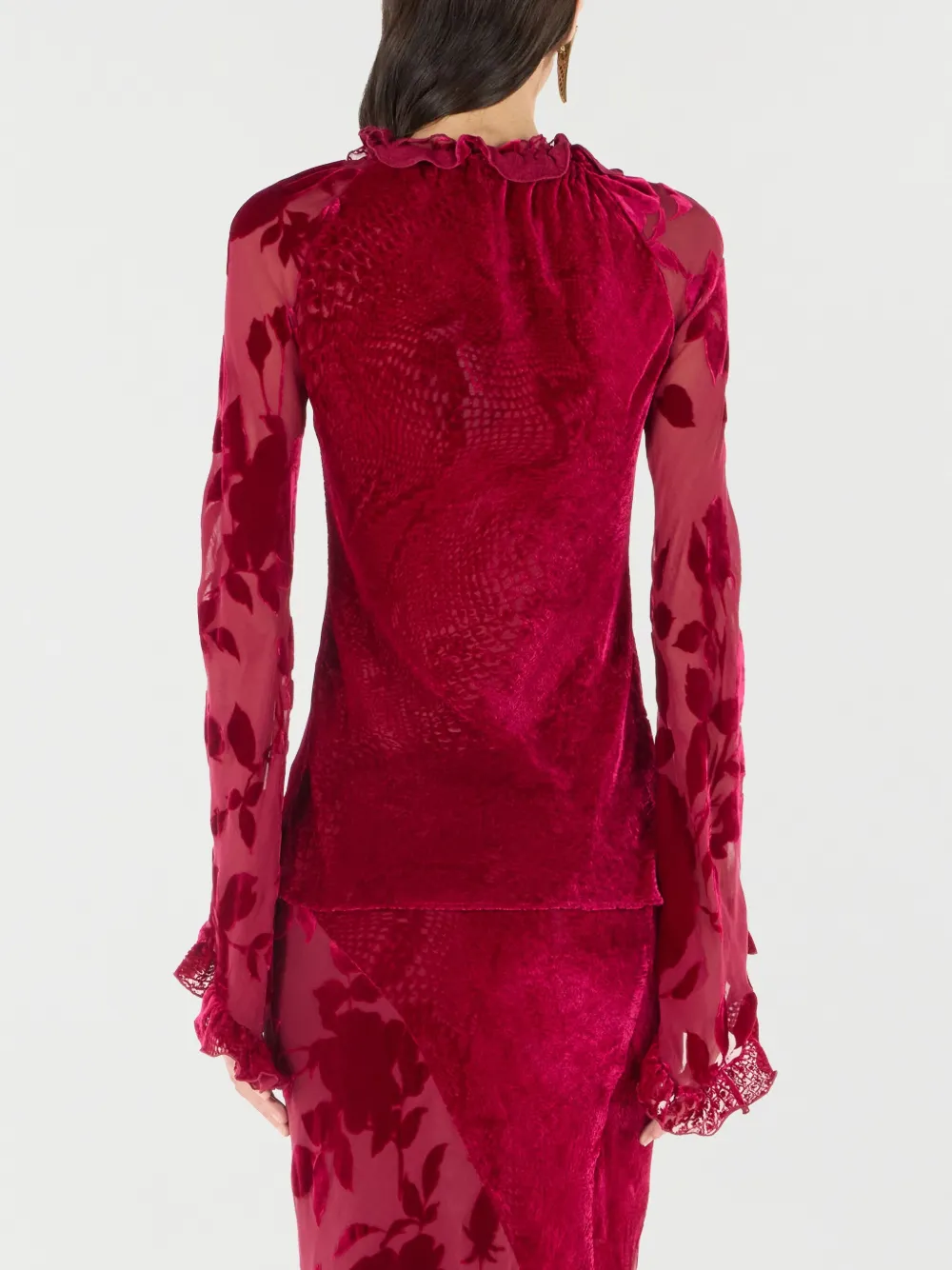 Shop Roberto Cavalli Patterned-jacquard Blouse In Rot