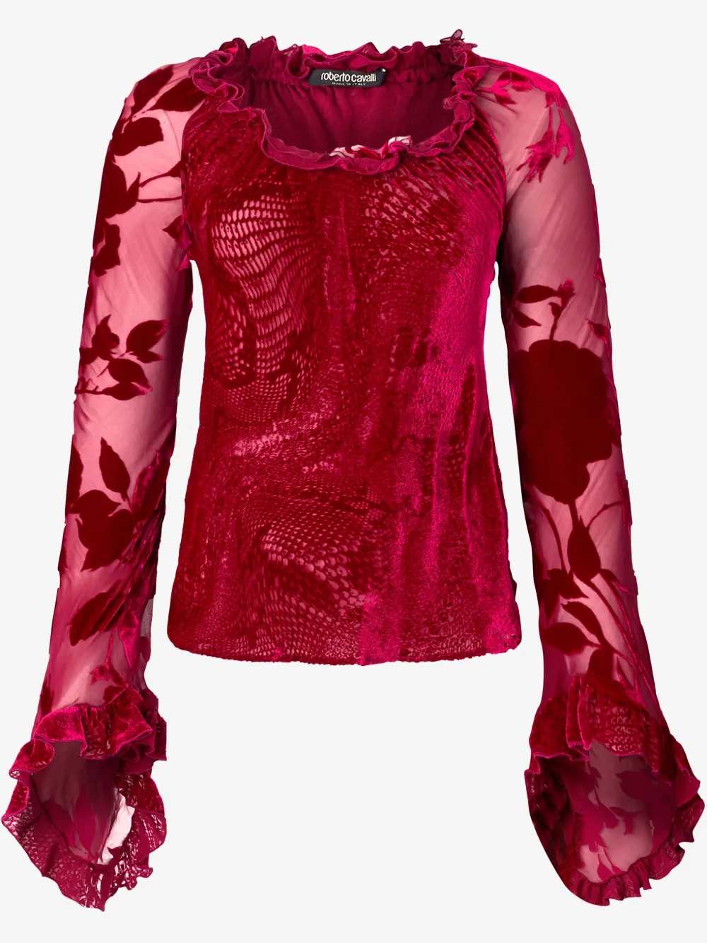 Shop Roberto Cavalli Patterned-jacquard Blouse In Rot