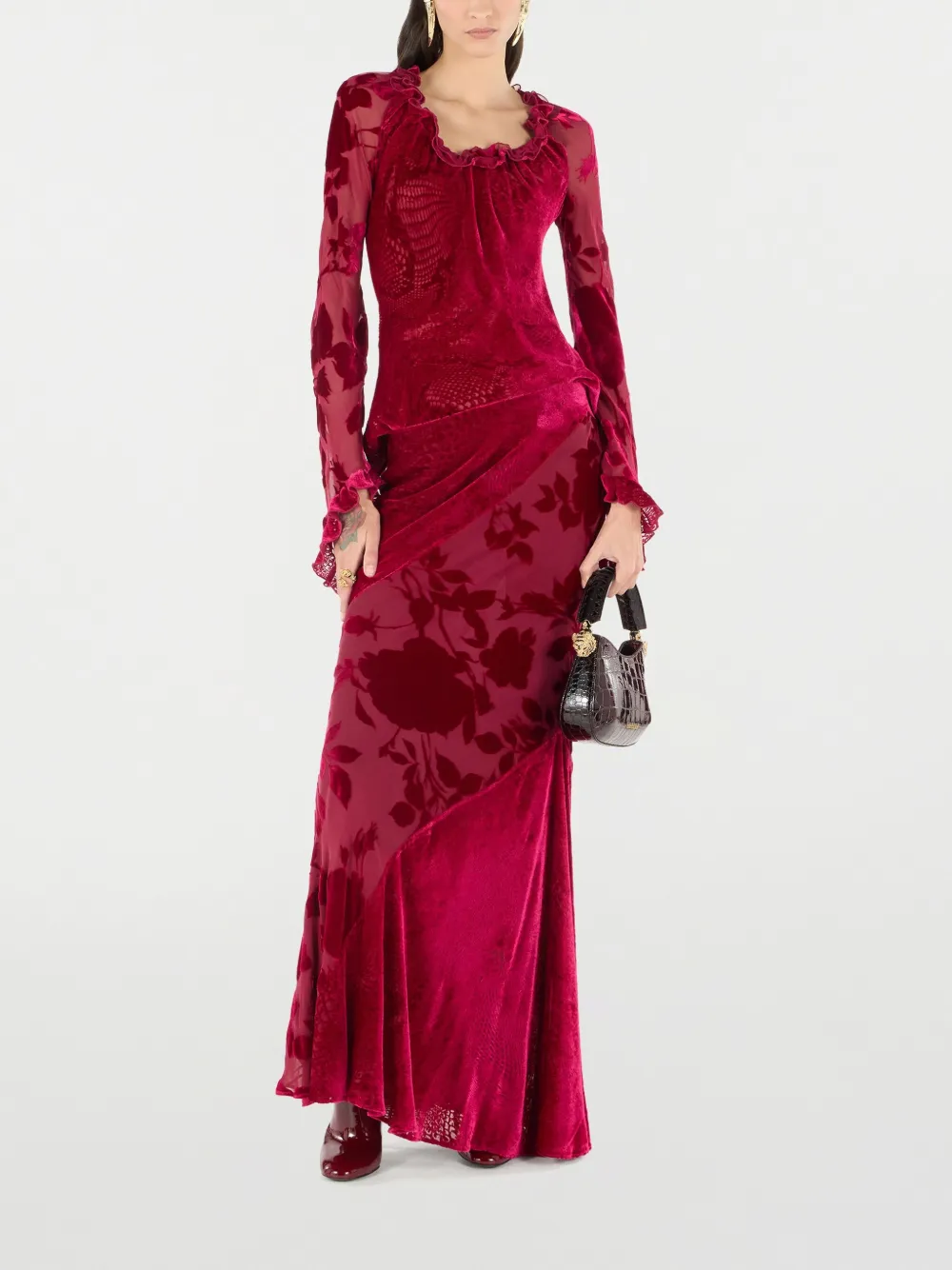 Shop Roberto Cavalli Patterned-jacquard Blouse In Rot