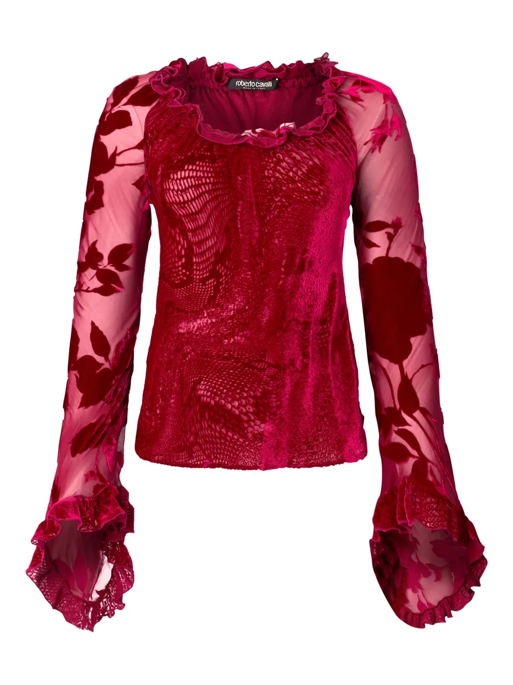 Roberto Cavalli Shirt met jacquard Rood