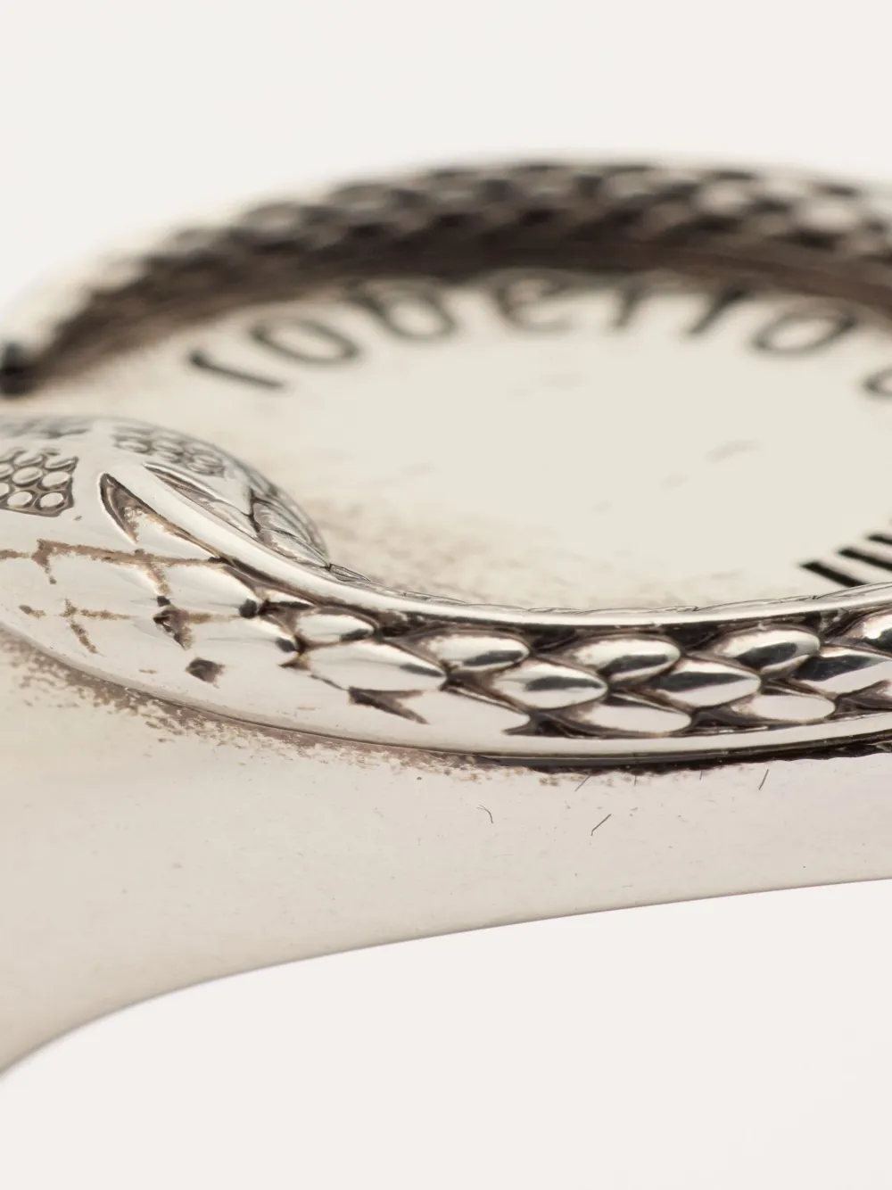 Roberto Cavalli Snake Cufflinks With Logo In Silver