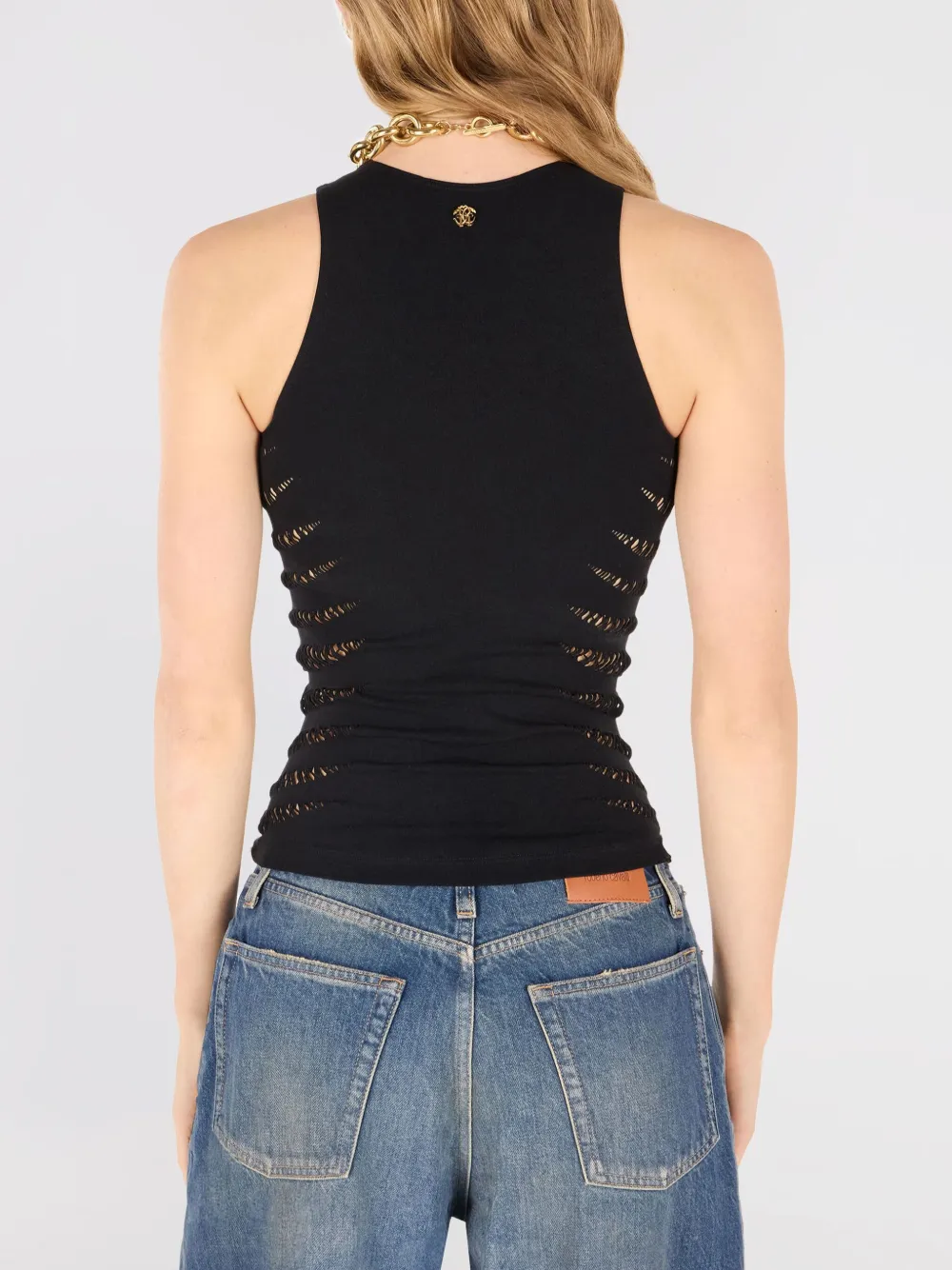 Shop Roberto Cavalli Sleeveless Top In Black