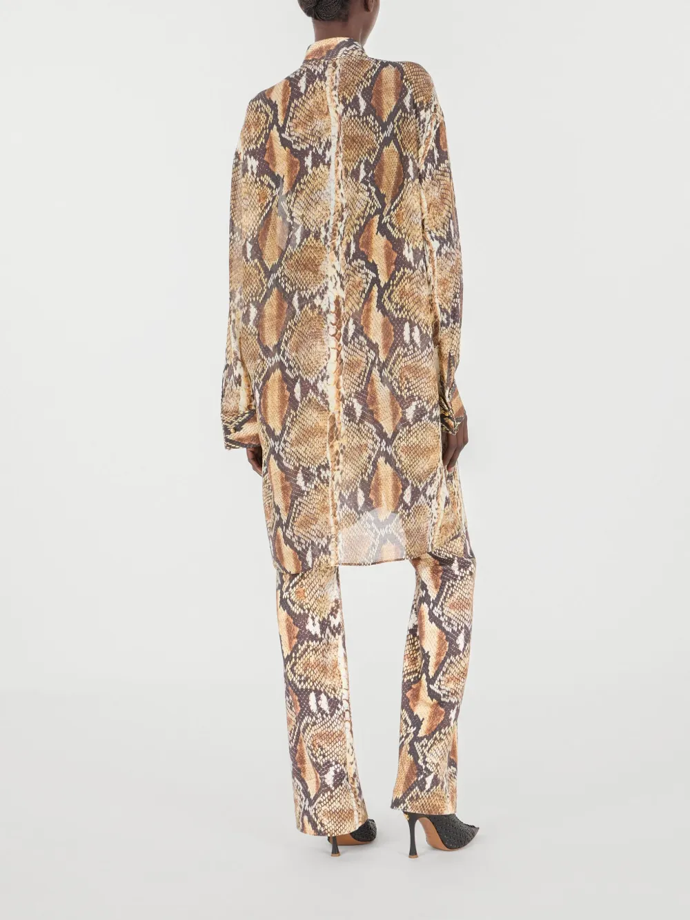 Roberto Cavalli Katoenen jurk met slangenprint Bruin