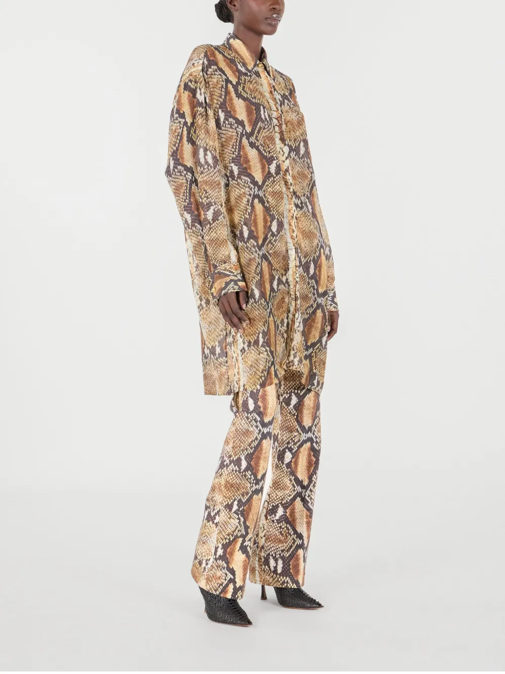 Roberto Cavalli Katoenen jurk met slangenprint Bruin
