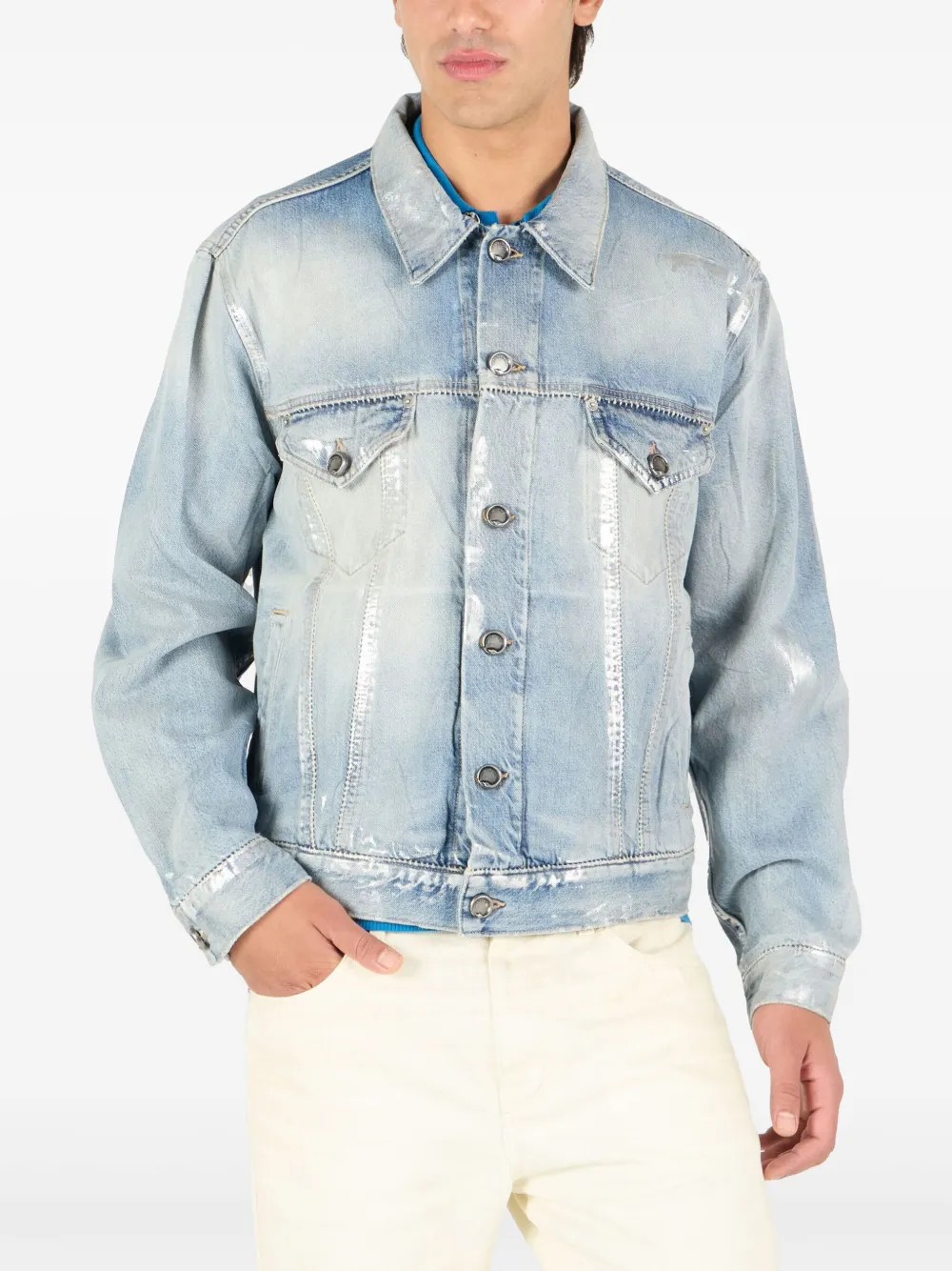 Roberto Cavalli veste en jean à effet usé | Vestes en jean | Image 2