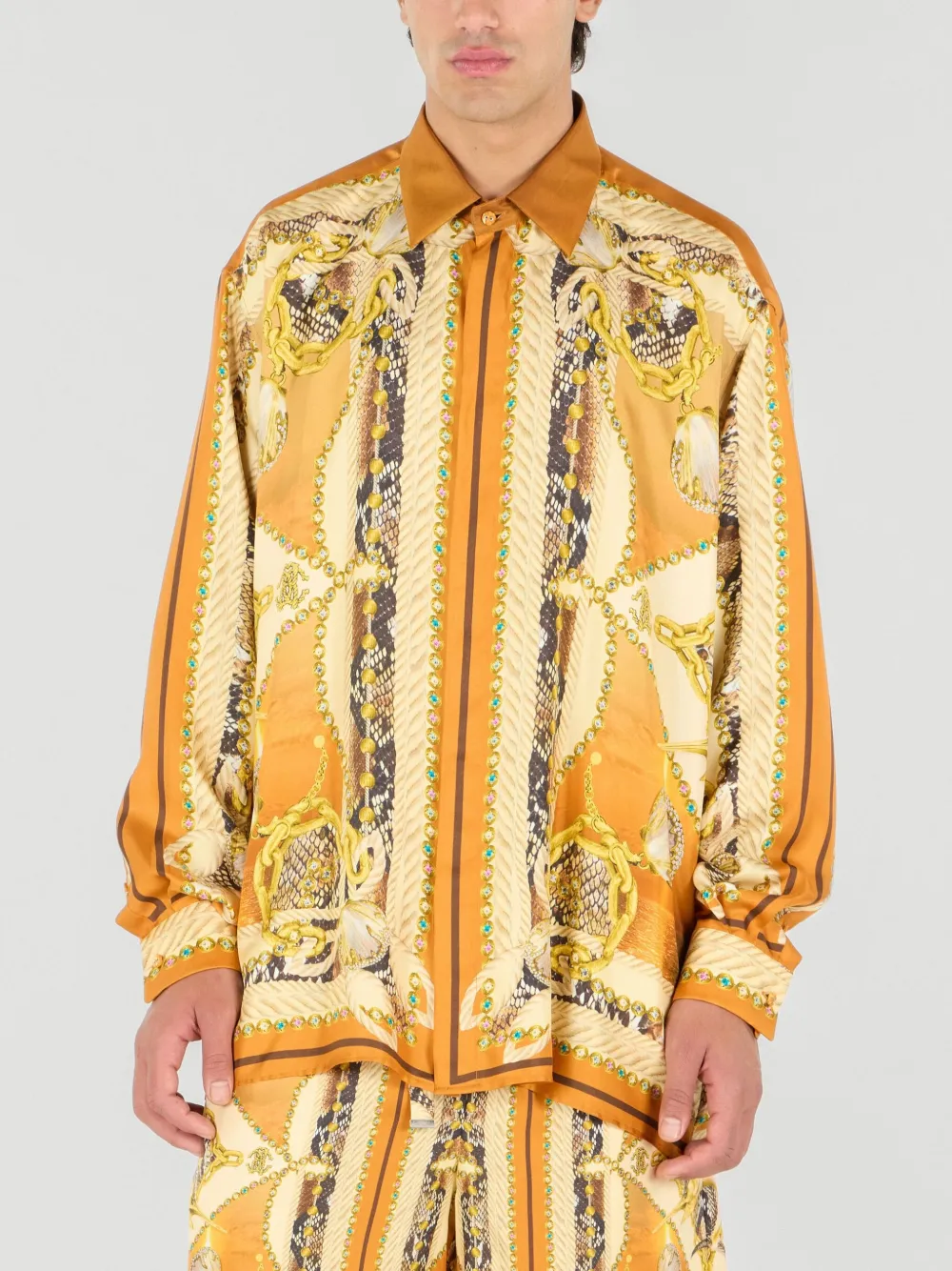 Roberto Cavalli Zijden overhemd Oranje
