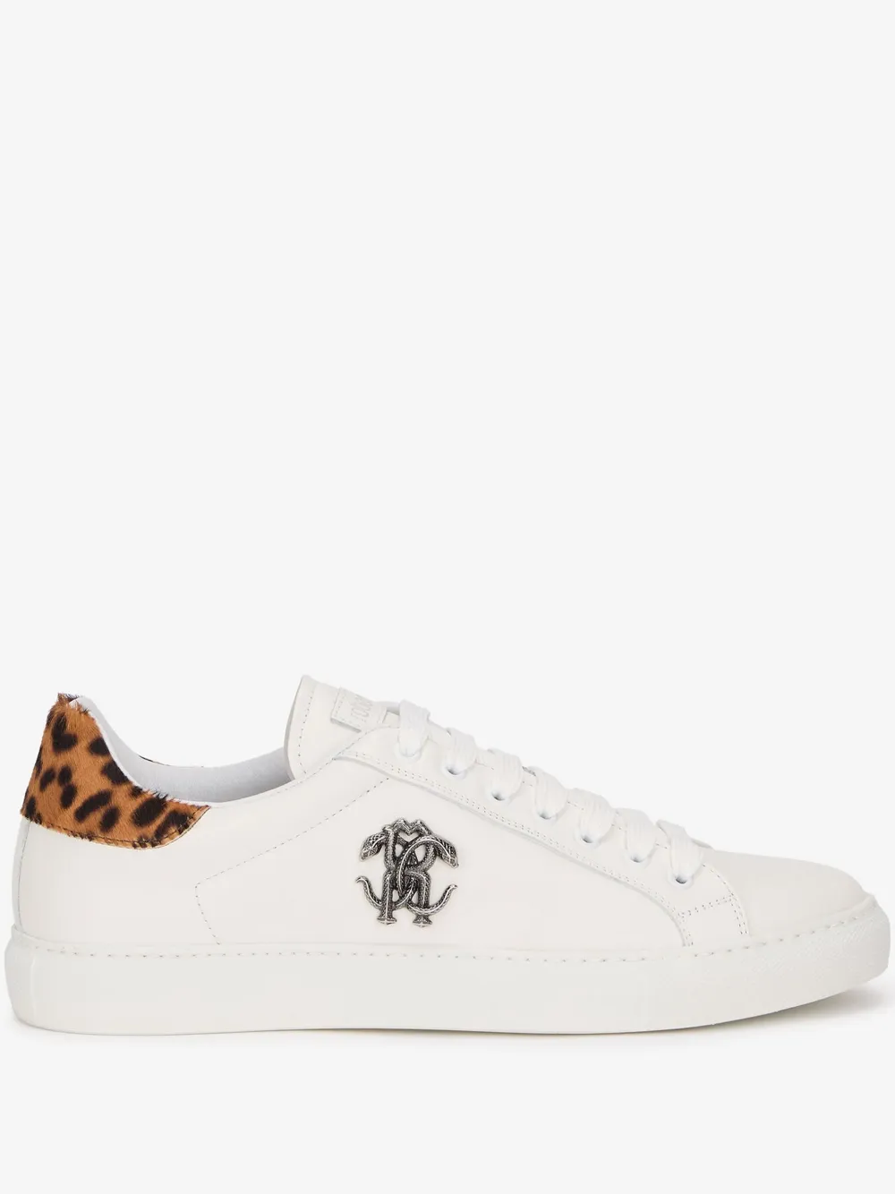 Roberto Cavalli Leopard-print Panel Sneakers In White