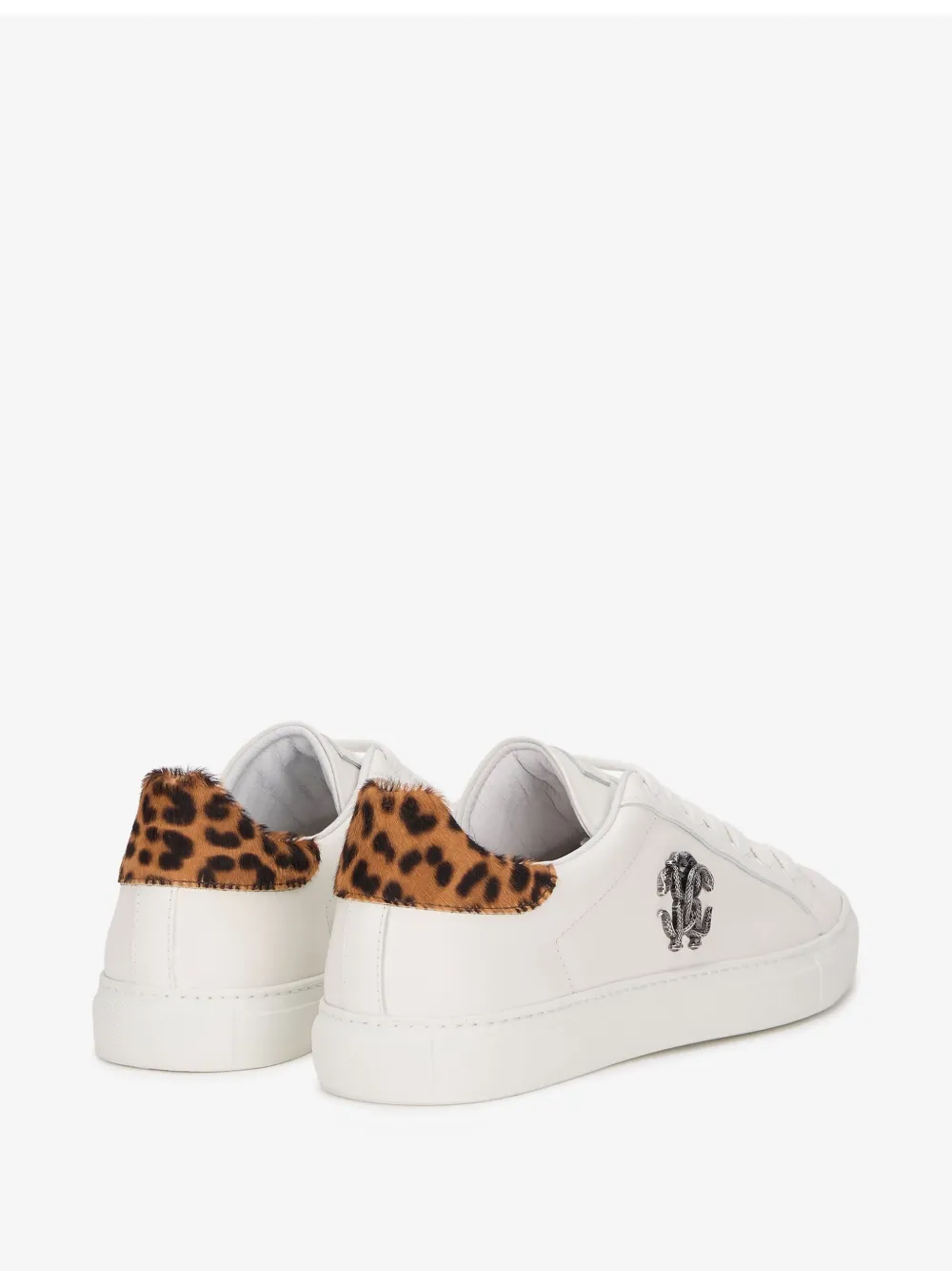 Roberto Cavalli Leopard-print Panel Sneakers In White