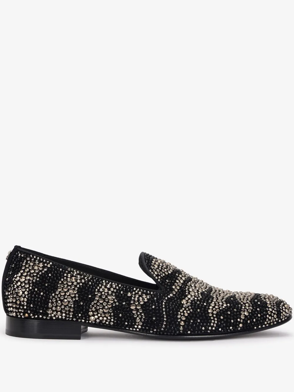 Roberto Cavalli Crystal-embellished Zebra-stripe Slippers In 黑色