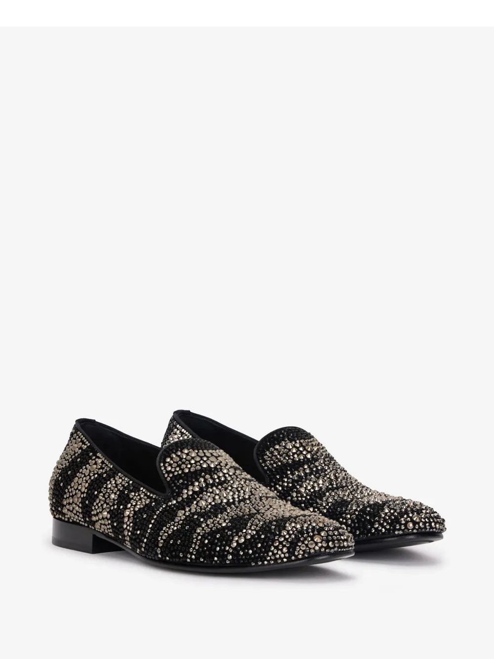 Roberto Cavalli Crystal-embellished Zebra-stripe Slippers In 黑色
