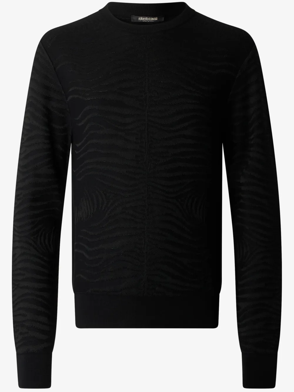 Roberto Cavalli Sweater With Zebra Pattern In Black