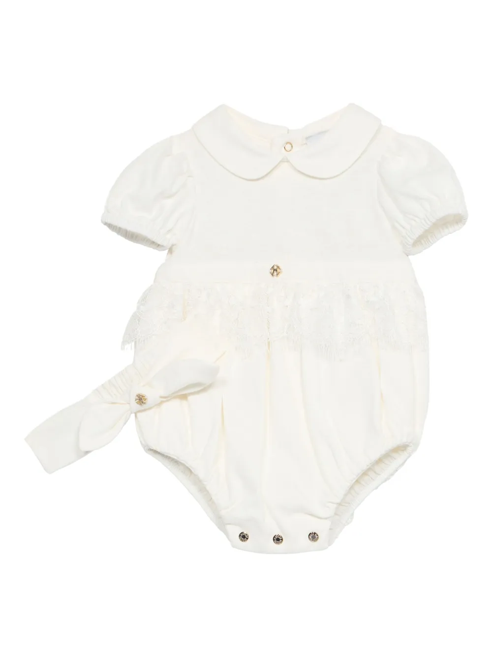 Roberto Cavalli Junior Romper met kanten vlak (set van twee) Wit