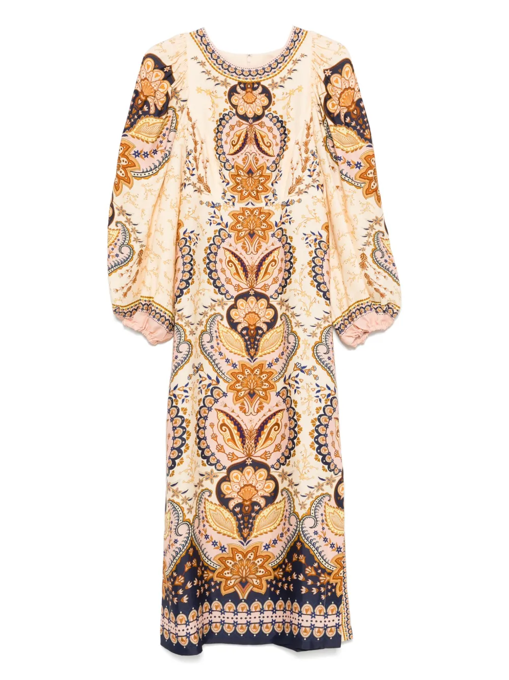 FARM Rio Midi-jurk met bloemenprint Beige