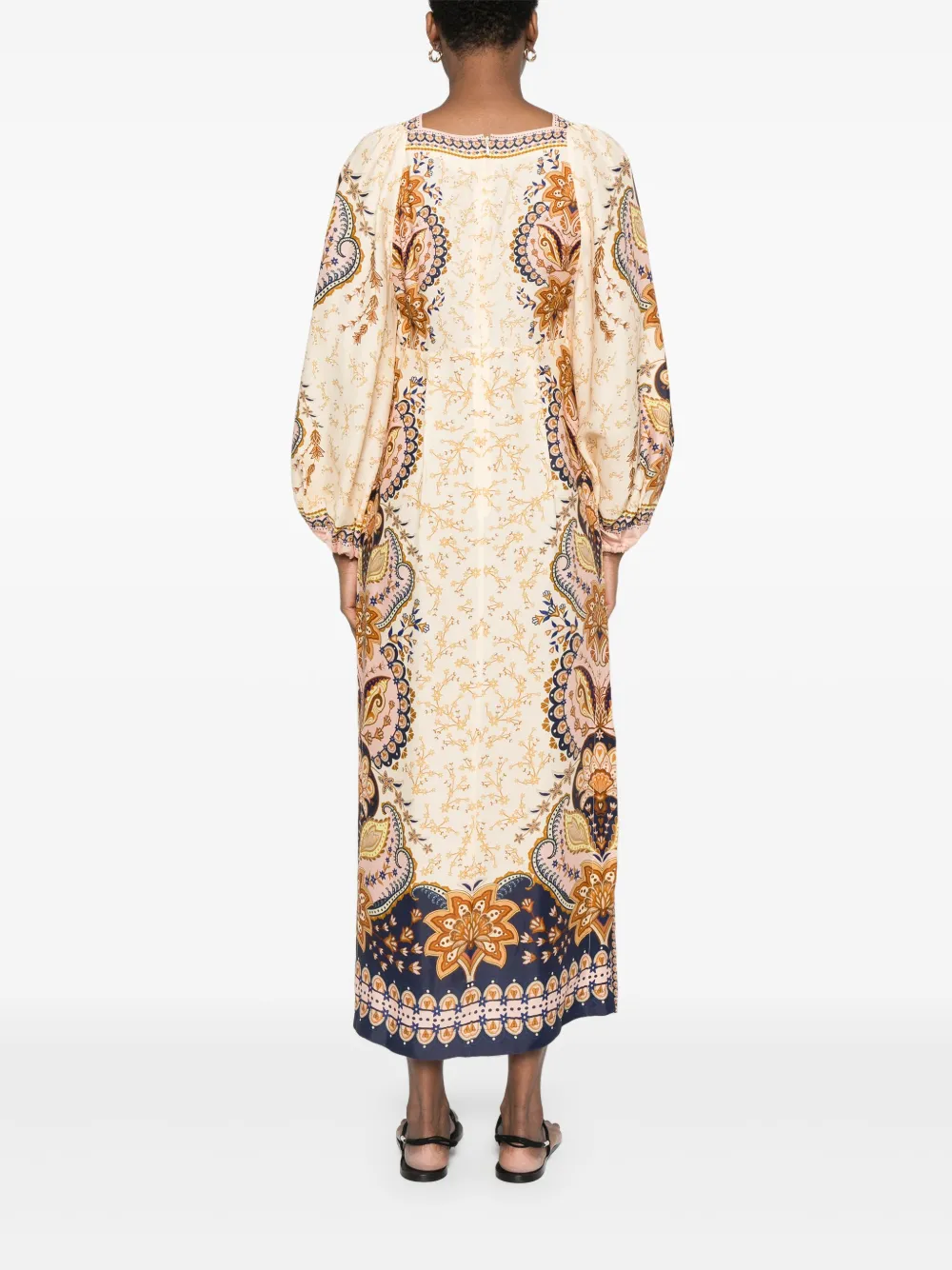 FARM Rio Midi-jurk met bloemenprint Beige