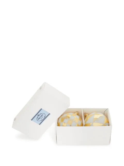 Prada glass Christmas ornaments (set of two)