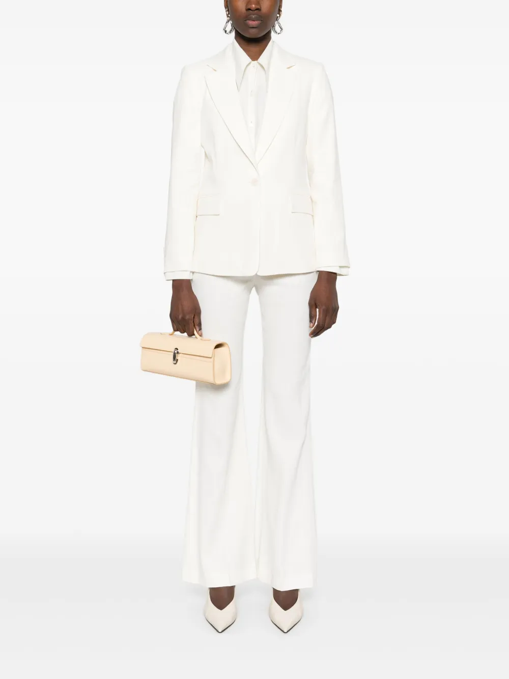 Joseph Womens Ivory Marty Notched-lapel Stretch-linen Jacket In White