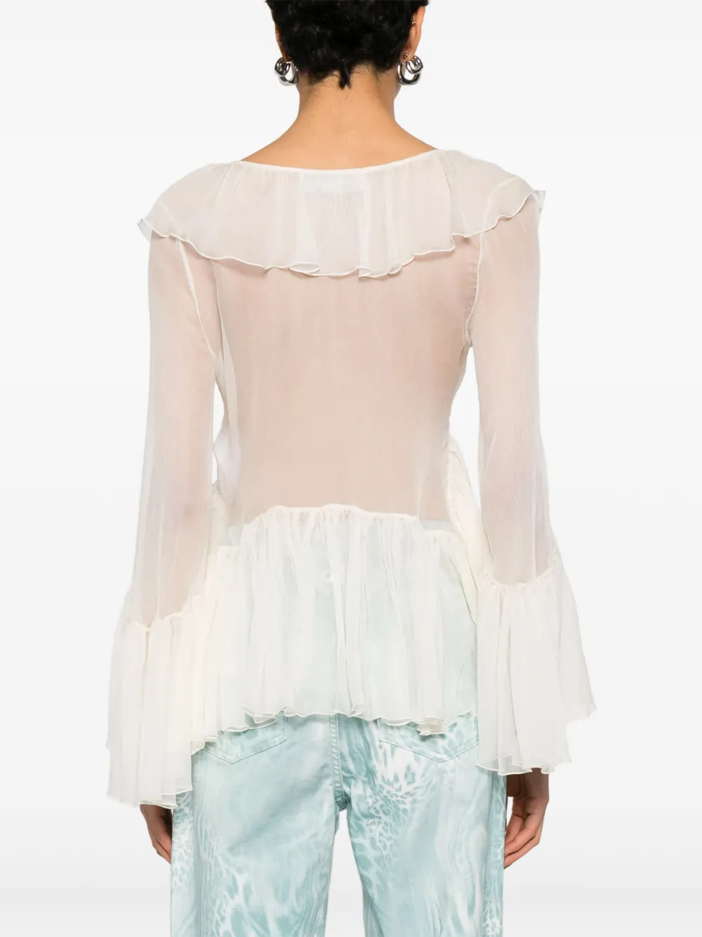 Blumarine Shirt met ruches Beige